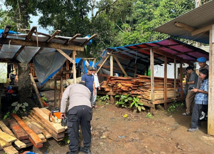 Pohon Tumbang Timpa Rumah Warga Cipicung Cikedal, Kapolsek Cikedal Bersama Warga Gerak Cepat Lakukan Evakuasi