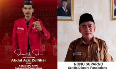 Selamat dan Sukses Atas Terpilihnya Abdul Aziz Zulfikar Sebagai Ketua DPC GMNI Pandeglang Periode 2026-2028, Nono Suparno Sekdis Dikpora Pandeglang