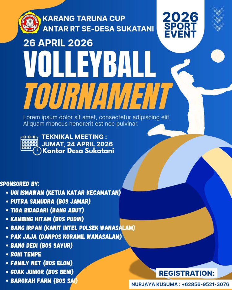Karang Taruna Desa Sukatani Gelar Turnamen Voli Antar RT Se-Desa