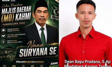 Dean Bayu Pradana Sampaikan Selamat Kepada Nana Suryana (Gatuel) yang Resmi Terpilih Menjadi Presidium MD KAHMI Pandeglang pada Musda IV Tahun 2026