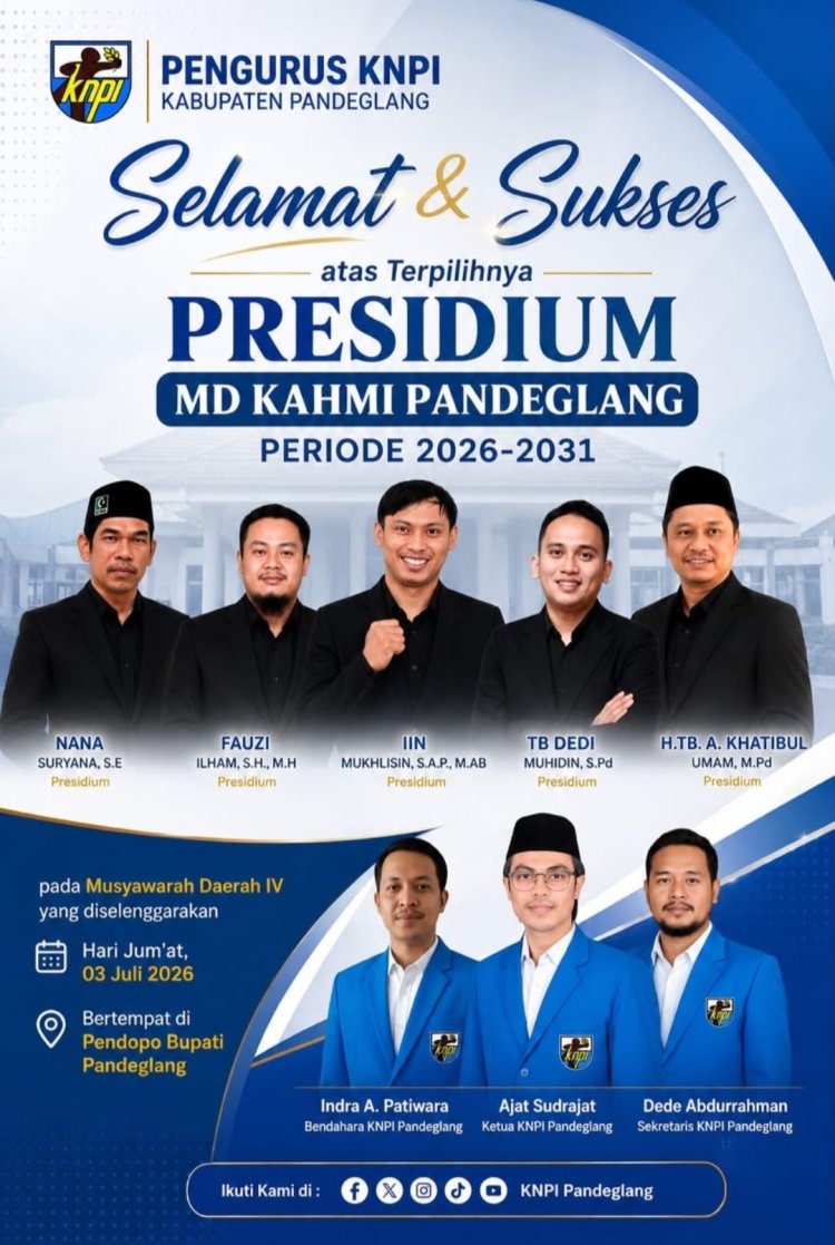 Lima Presidium MD KAHMI Terpilih Pada Musda IV, Segenap Pengurus DPD KNPI Pandeglang Sampaikan Selamat dan Sukses
