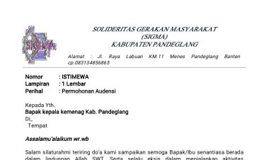 SIGMA Layangkan Surat Audiensi ke Kemenag Pandeglang Soal Adanya Dugaan Pungli di MTsN 2 Pandeglang
